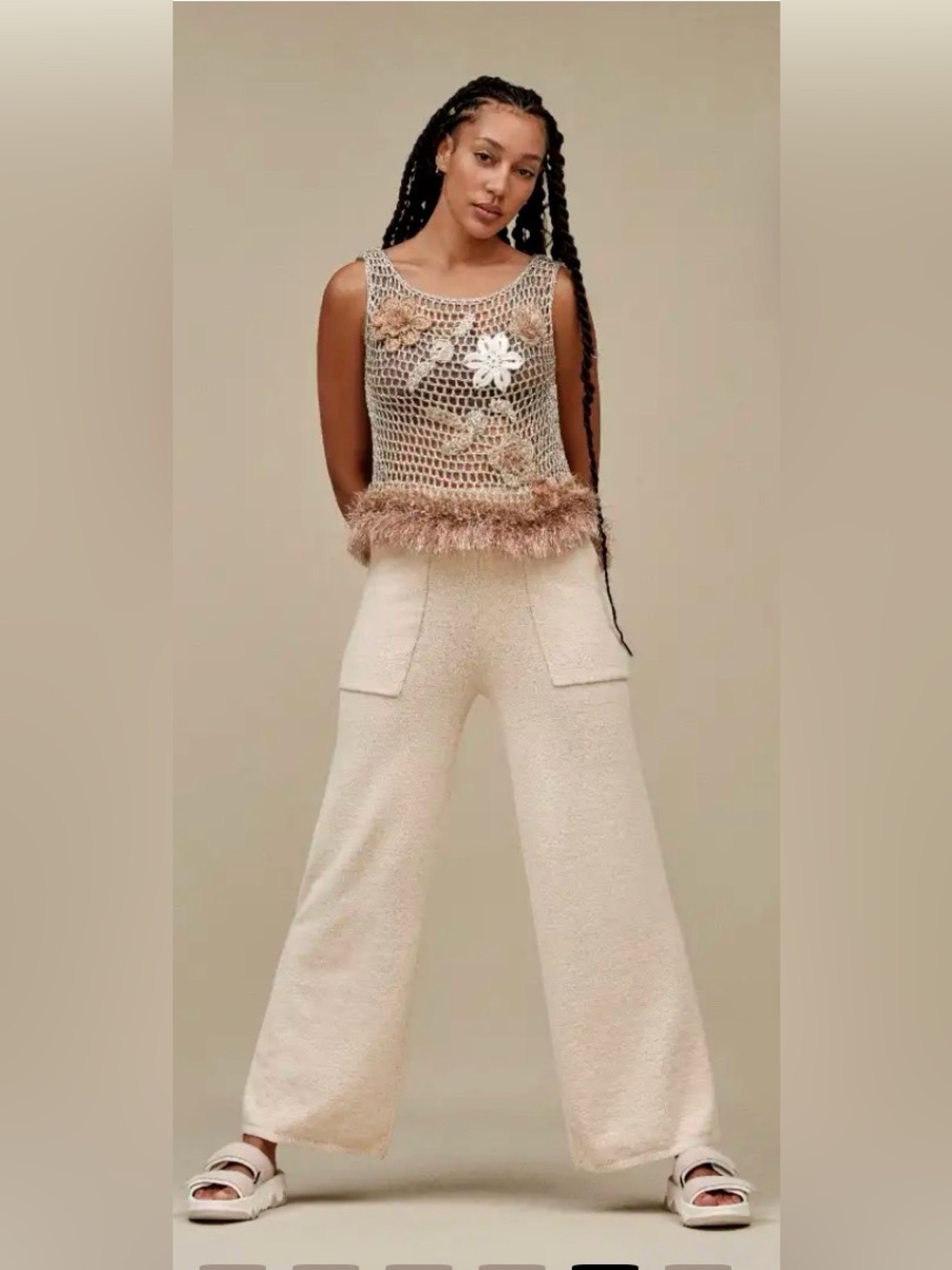 Rosalie Pant Lite Ugg Knit Fleece Wide Leg High Waist Size Small